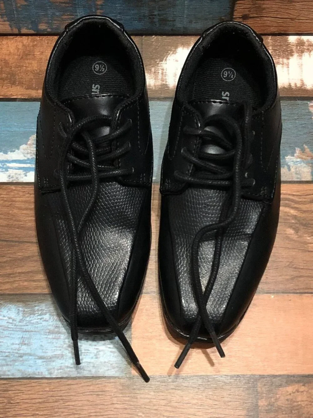 SmartFit Oxfords Black Dress Shoes Boys Toddlers Size 9.5